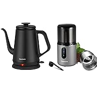 DmofwHi Gooseneck Electric Kettle(1.0L) Black With Cordless Coffee Grinder Electric (Grey)