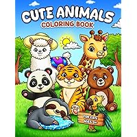 Cute Animals Coloring Book for Kids: 50 Adorable Baby Animals with Fun & Educational Facts for Boys and Girls (Big & Easy to Color Illustrations for Children Ages 3+ (from 3-5 to 4-8)