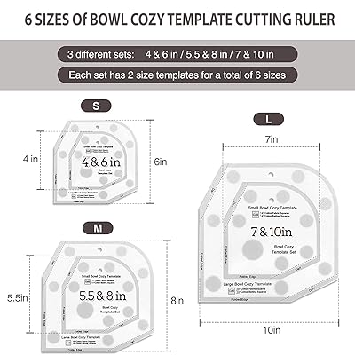 365Home Bowl Cozy Template 3 Sizes, Bowl Cozy Pattern Template Cutting  Ruler Set with 40 Pcs of Sewing Pin and Manual Instruction