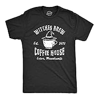 Mens Witches Brew Coffee House T Shirt Funny Halloween Party Witch Cafe Tee for Guys