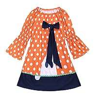Girls Clothes 5 Years Old Black Pumpkin Cute Bow Dress Party Outfits Baby Girls Fleece Dress with Tights