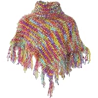 Abeille Girls Turtle Neck Knit Poncho Size:3T Multicolor