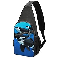 Orca Killer Whale Sling Bag Crossbody Backpack Shoulder Chest Daypack For Travel Hiking