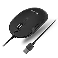 Computer Mouse Wired, Macally Silent USB Mouse - Slim & Compact USB Mouse for Apple Mac or Windows PC Laptop/Desktop - Designed with Optical Sensor & DPI Switch - Simple - Black