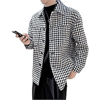 Wool Coat Mens Casual Winter Jacket Men Plaid Coats Male Casual Korean Mens Wool Jackt