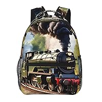 Steam Little Train Print Laptop Backpack Stylish Bookbag College Daypack Travel Business Work Bag For Men Women
