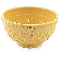 Embossed Stoneware Cereal/Small Serving Bowl, 5.5 x 3-Inches, Honeycomb