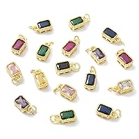 DanLingJewelry 20 PCS Mixed 18K Gold Plated Micro Pave Cubic Zirconia Rectangle Charms Tiny Pendants for Jewelry Making 9.5x5x3.5mm