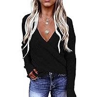 Women's Off-the-Shoulder Neck Sweater Loose Fit 2023 Fall Long Sleeve Pullover Solid Ribbed Knit Tops