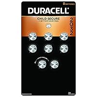 Duracell CR2032 3V Lithium Battery, Child Safety Features, 8 Count Pack, Lithium Coin Battery for Key Fob, Car Remote, Glucose Monitor, CR Lithium 3 Volt Cell (Old Packaging)