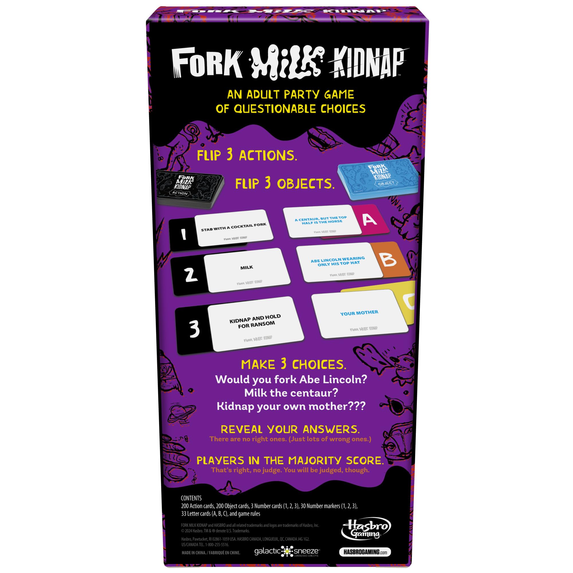 Fork Milk Kidnap Game for Adults Only | an Adult Party Game of Questionable Choices | Ages 17+ | for 3 to 10 Players | Hilarious NSFW Card Games