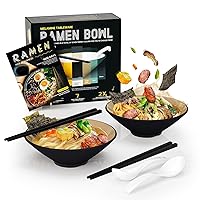 Ramen Bowls Set of Plastic,2 Sets of 20oz Double-sided Color Matching Serving Bowls With Chopsticks and Spoons for Salad Cereal,Essential Dinnerware for New Apartments Suitable as Housewarming Gifts