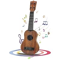 Kids Toy Ukulele, Kids Guitar Musical Toy,17 Inch 4 Steel Strings, with Pick, Kids Play Early Educational Learning Musical Instrument Gift for Preschool Children, Ages 3-6(Wooden Color) (17inch)