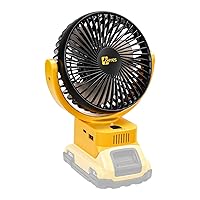 Cordless Construction Site Fan for DeWALT 20V 60V Flex Max Battery, Brushless Motor with USB A+C Quick Charge for Camping, Workshop and Construction Site (Battery Not Included)