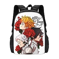 Anime The Promised Neverland Backpack Cartoon Large Capacity Backpacks Laptop Backpack Lightweight Canvas Shoulder bag Outdoor Travel 16-Inch Black