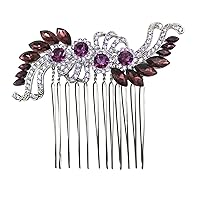 Faship Gorgeous Purple Crystal Floral Hair Comb