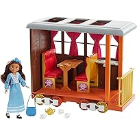 Mattel Spirit Untamed Lucky’s Train Home Playset, Train with Rolling Wheels Balcony, Dining Accessories, Lucky Doll (7-in), Spirit (Approx.8-in) & More, Great Gift for Ages 3 Years Old & Up