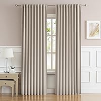 DUALIFE Bedroom Room Darkening Curtains Warm Taupe - Baby Room Curtains 90 Inches Long Triple Weave Microfiber Room Darkening Panels/Drapes for Kid's Room (Taupe/Rose Tan, 1 Pair, 52x90 inch)
