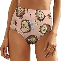 Cartoon Hedgehogs Women's Underwear Breathable Briefs High Waisted Ladies Panties Full Coverage Underpants