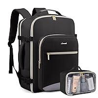 LOVEVOOK Large Travel Laptop Backpack Men&Women, 50L Flight Approved Carry On Luggage Waterproof 18inch Backpack Daypack Business Hiking Weekender Overnight Backpack with Toiletry Bag, Black