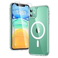 TAURI for iPhone 11 Phone Case Clear [Compatible with Magsafe], with 2X HD Screen Protector, [Military Grade Drop Protection] Shockproof Slim Case for iPhone 11 Case 6.1 inch