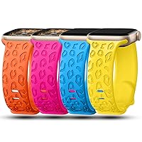 CreateGreat Engraved Bands Compatible with Apple Watch Band 49mm 45mm 44mm 42mm 41mm 40mm 38mm, Soft Silicone Leopard Pattern Strap Compatible with iWatch Series 9 8 7 6 5 4 3 2 1 SE, Women Men