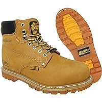 WOLF Work Boot | 100% Genuine Upper Leather | Oil, Heat, Chemical, Impact, Abrasion Resistant | Electrical Hazards | Non-Slip Rubber Sole | Steel Toe | Padded Collar | Construction | Industrial PPE