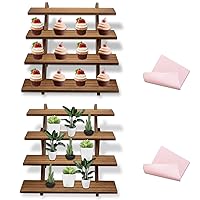 2 Packs Wood Display Stand, 4-Step Tiered Upgraded Wooden Retail Rustic Risers Display Shelf Organizer, Tabletop Vendor Display Shelves Rack for Collectibles Pop Figures Perfumes Desserts