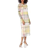 BCBGeneration Women's Midi Dress with Long Sleeves and High Crew Neck