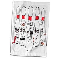 3dRose Funny Busted Up Injured Bowling Pins Cartoon Sports Design - Towels (twl-116311)