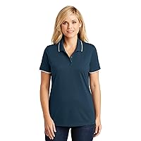 Port Authority Women's Dry Zone Tipped Polo,River Blue Navy/White,XS