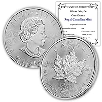 1988 - Present (Random Year) 1 oz Canadian Silver Maple Leaf Coin Brilliant Uncirculated with Certificate of Authenticity $5 Seller BU