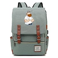 Game Plants vs. Zombies 15.6-inch Laptop Backpack Vintage Rucksack Business Bag with USB Charging Port Green / 4