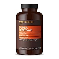 Super Omega-3 with Natural Lemon Flavor, EPA & DHA Omega-3 fatty acids, 120 Count (1280 mg per serving, 2 Softgels) (Packaging may vary)