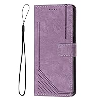 ONNAT-Magnetic Flip Purse Case for iPhone 15/15 Plus/15 Pro/15 Pro Max Embossed Texture PU Leather Cover Shell TPU Shockproof with Card Slots and Kickstand (Purple,15 Plus)