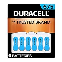 Hearing Aid Batteries Blue Size 675, 6 Count Pack, 675A Size Hearing Aid Battery With Long-lasting Power, Extra-Long EasyTab Install For Hearing Aid Devices