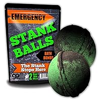 Emergency Stank Balls Bath Bombs - Funny Bath Bombs for Men - XL Bath Fizzers, Black and Green Marbled, Handcrafted in the USA
