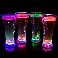 Liquid Activated Multicolor LED Pilsner Glasses ~ Fun Light Up Beer Glasses - 13 oz. - Set of 4