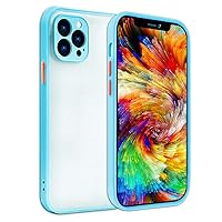 Shockproof Compatible for iPhone 12 Pro Max Case, Military Drop Protection Translucent Matte Hard Back, Frosted Mobile Case with Full Covered Camera Lens Protection for iPhone12 Max Pro, Blue