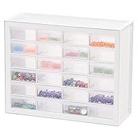 IRIS USA 24 Drawer Stackable Storage Cabinet for Hardware Crafts, 19.5-Inch W x 7-Inch D x 15.5-Inch H, White - Small Organizer Utility Chest, Scrapbook Art Hobby Multiple Compartment