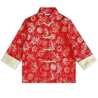 Chinese Costume Tang Clothes for Boys Traditional Red Jacket CNY Outfit Drangon Tops Kids Hanfu Coat