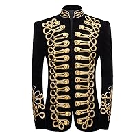 Mens Stylish Black Fleece Gold Embroidery Blazer Suit Jacket Wedding Party Prom Suit Blazers Stage Singer Costumes