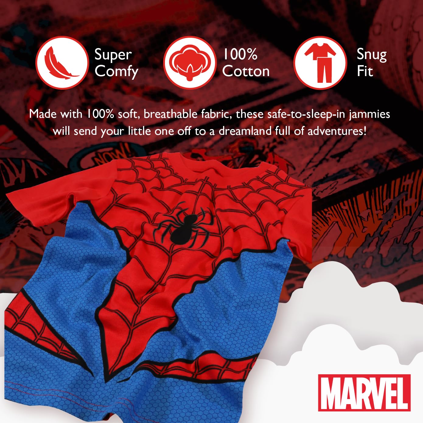 Marvel Regular Kids' 2-Piece Snug-fit Cotton Pajamas Set