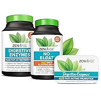 Zenwise Health Digestive Enzymes, No Bloat, and Free Travel Tin with Probiotics for Digestive and Gut Health | Bloating Relief for Women and Men