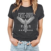 Rock Band T-Shirt Women Vintage Free Bird Shirt Eagle Graphic Tee Retro Concert Tshirt Casual Short Sleeve Tops