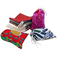 Darling Souvenir 25 Pcs Cotton Drawstring Gift Bags Colorful Printed Wedding Party Favor Pouches - Assorted Colors & Prints-3 x 3 Inches