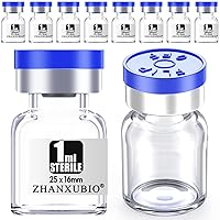 Sterile Empty Vials with Self Healing Injection Port and Aluminum Plastic Cap,Sterile Package (1ml Clear 10PCS)