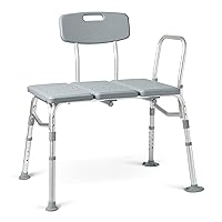 Medline Transfer Bench for Bathtubs and Showers, Adjustable Shower Bench and Bath Seat For Seniors and adults, Slip-resistant Feet, Heavy-Duty 400 lb. Weight Capacity, Tool-Free Assembly