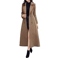 PENER Women's Winter Slim cashmere coat Long Trench Coat Button Woolen coat
