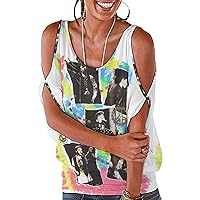 New-Kids On The-Block Women's Off Shoulder Tops Short Sleeves Comfortable T-Shirt